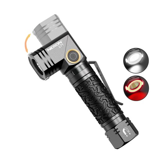 NICRON L71 Tactical Flashlights High Lumens Type-C Rechargeable Magnetic Flashlight 90 Degree Working Light, IP65 Waterproof 1800 Lumens LED 8 Modes Flashlights for Outdoor Camping Emergency