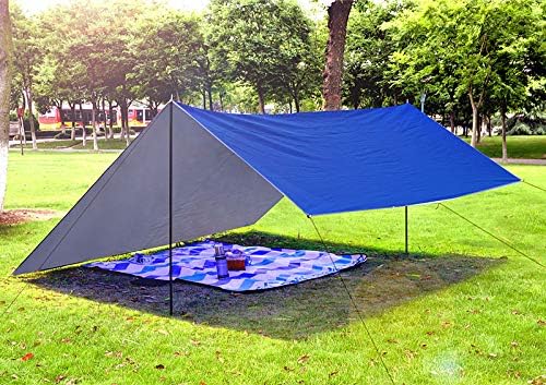 Sutekus Camping Tarp Rain Fly Tarp Waterproof Tent Tarp Lightweight Ripstop Fabric 12FT Extra Large Tarp (Khaki)