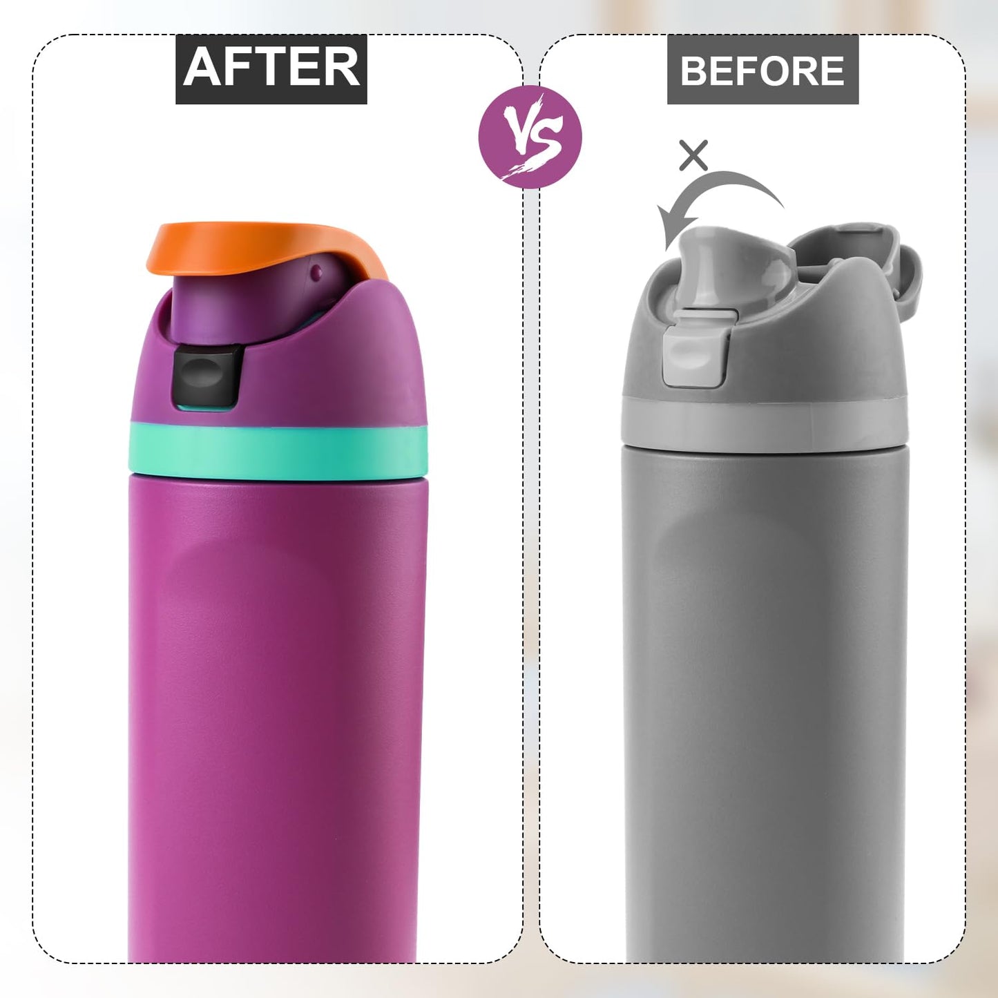 2pcs Replacement Button Compatible with Owala FreeSip 24oz 32oz, BPA-Free Water Bottle Lid Mouth Push Switch Top Cap Seal Stopper Cover Plug Parts for Owala 19/24/32/40oz Accessories, Black