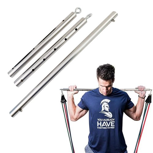 Spreader Bar Silver/Black Adjustable Exercise Stainless Steel Bar, Yoga Training Fitness Gear, Workout Bar,Sports Gym Kit (Silver)