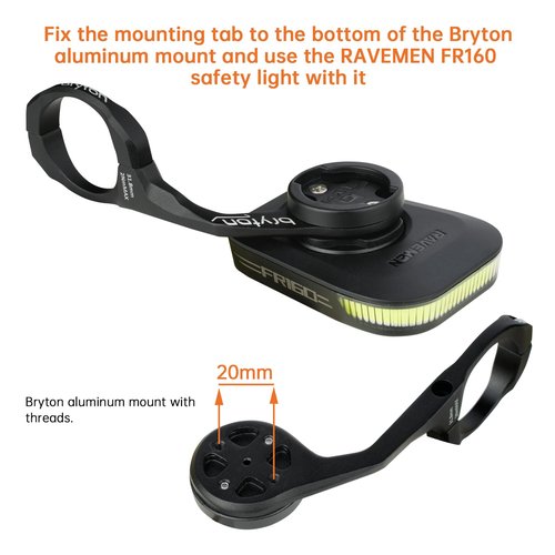Ravemen AGM02 Mounting Tab Accessory for FR160 Compatible with Front Mounts with 20/21 mm Hole Distance Bryton Bike Mounts