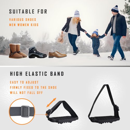 TOURSLOV Ice Cleats for Walking on Snow Ice, Easy On/Off Crampons Traction Cleats Grippers Spikes, Anti-Slip Ice Grippers Snow Grips Footwear for Shoes Boots Hiking Running