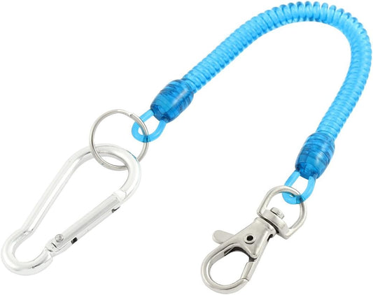 uxcell Carabiner Hook Coil Lanyard Spring Key Chain w Lobster Clasp