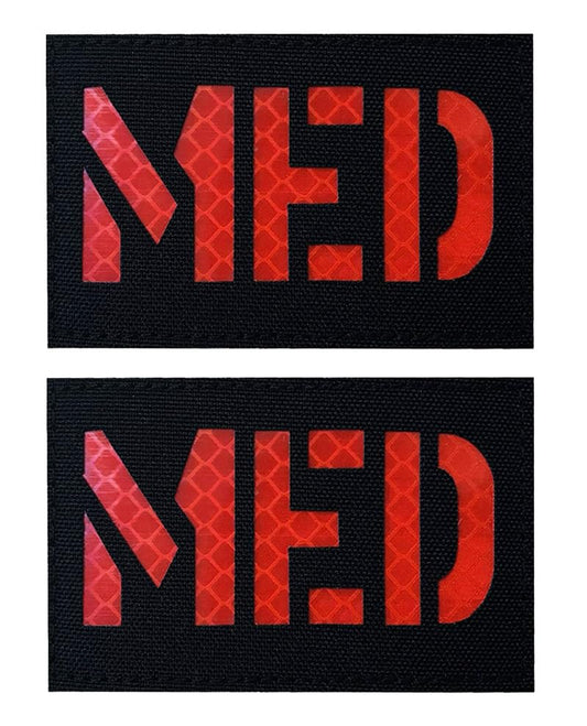 Antrix 2 PCS MED IR Infrared Reflective Medic Patch Tactical Medical EMT EMS and Paramedics Patch for Doctor Nurse Medics Staff Armband Jackets Clothes EDC Pouch First Aid Rescue Kit-Red