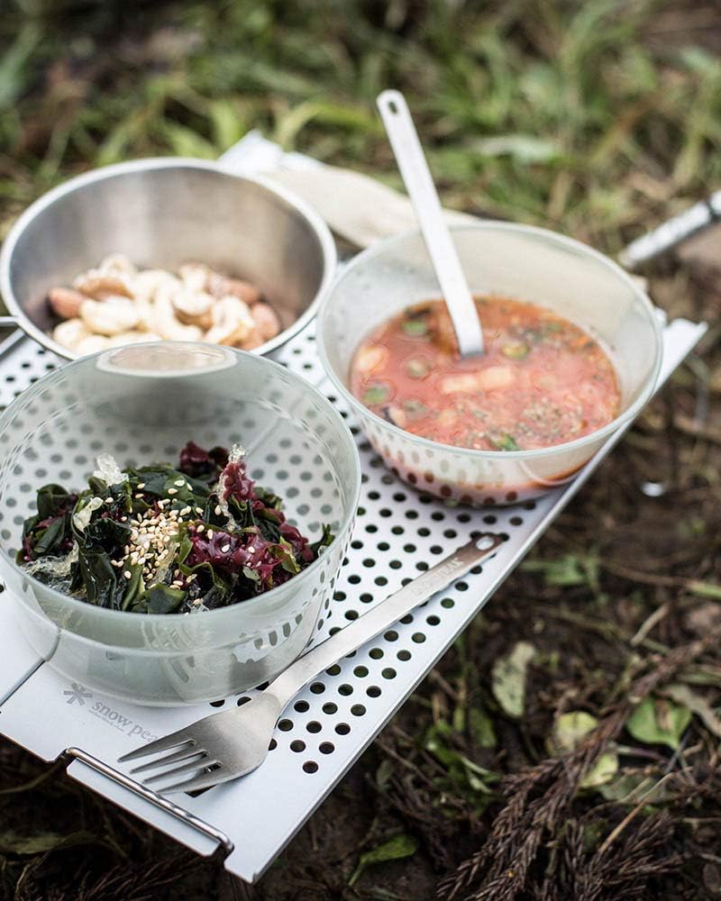 Snow Peak Titanium Fork & Spoon Set, Durable Utensils, Compact, Lightweight, Camping, Hiking, Backpacking, Travel Case