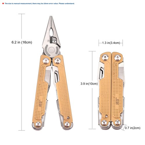 SQT2048 20-in-1 Multitool, Gifts for Men, Foldable & Self-Locking, Professional Multitool for DIY, Outdoor Camping, and Home Repairs, Gold