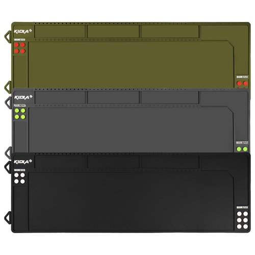 Klola Rifle Shotgun Gun Cleaning Mat Large, Magnetic Gun Cleaning Mats for All Guns, Anti-Slip Rifle Gun Mat with Organizer Parts Tray, Protective Workbench Cleaning Pad Inch Ruler,Grey