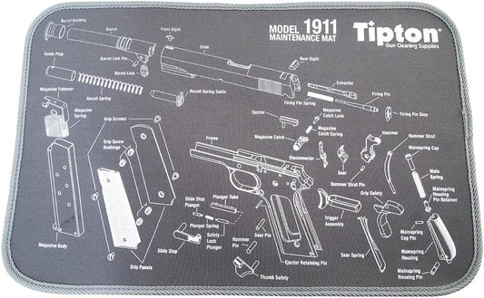 Tipton 1911 Pistol Cleaning Mat - Neoprene Maintenance Mat with Handgun Schematic