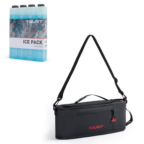 TOURIT 6-Can Insulated Golf Cooler Bag & 4 Set Reusable Ice Packs Bargain Perfect Combination