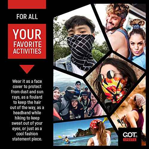 GOT Sports Tube Bandana - Neck Gaiter for Women Men, Face Mask, Neck Wrap, Head Scarf, Curly Hair Sleep Protection