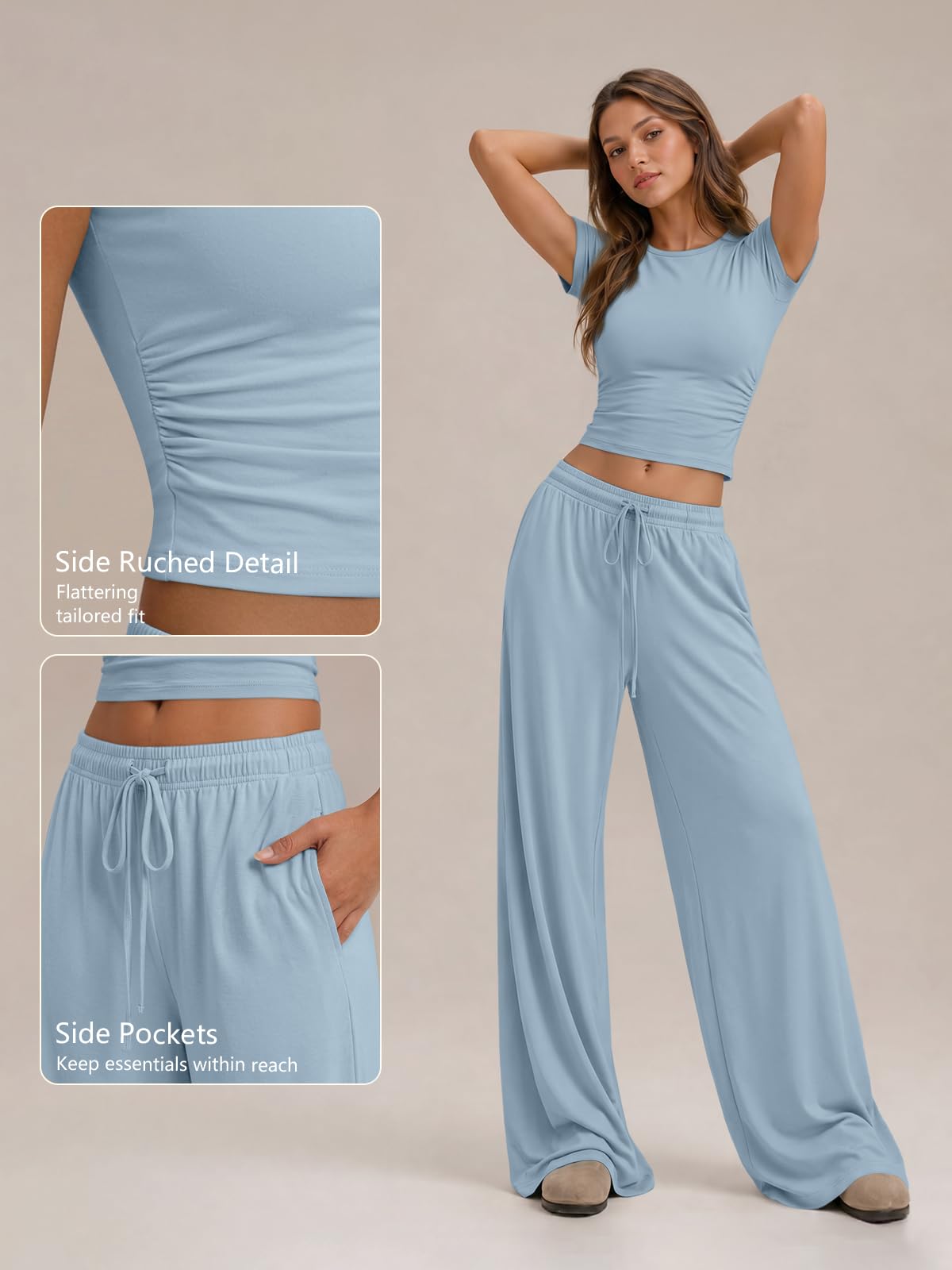 Trendy Queen Womens 2 Two Piece Set 2026 Summer Workout Vacation Gym Clothes Spring Fashion Lounge Matching Airport Travel Outfit Resort Wear Fitness Athleisure Clothing