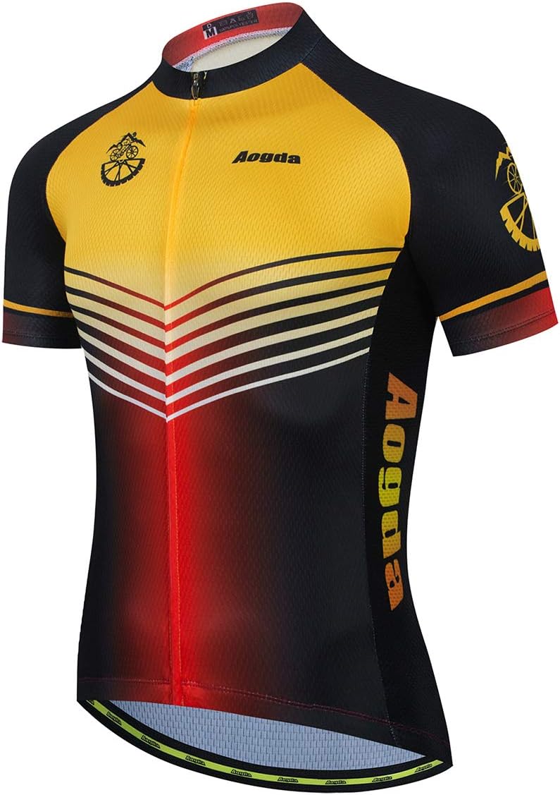 Aogda Cycling Jerseys Men Bike Shirts Team Biking Tops Bicycle Short Sleeves Clothing
