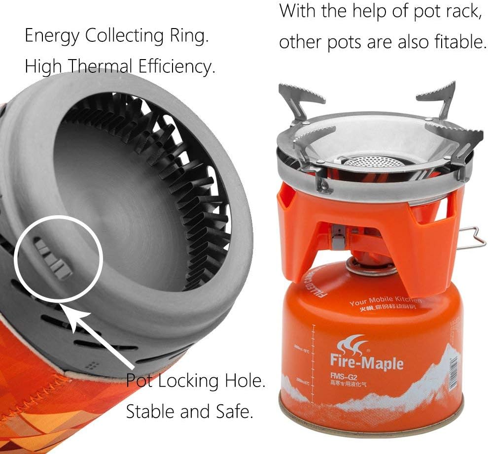 Portable Backpacking Stove with Piezo Ignition & Cooking Pot - Fire Maple X2