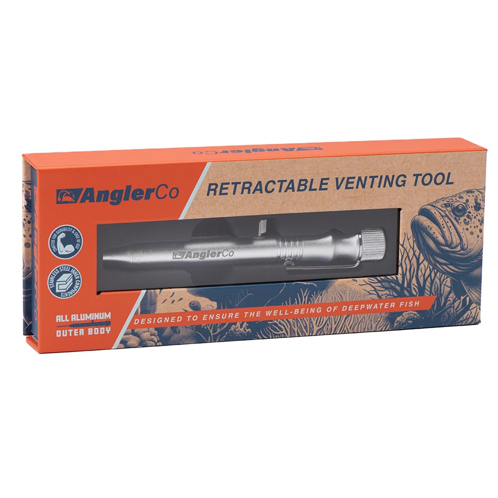 AnglerCo Retractable Fish Venting Tool with Pocket Clip for Deep Sea Fishing