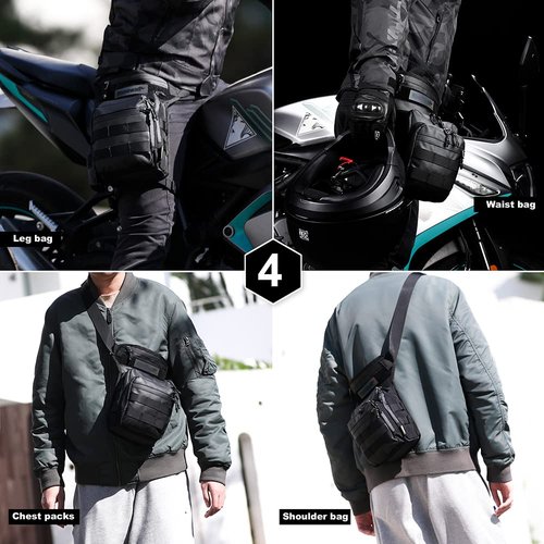 SUNELFFY Motorcycle Drop Leg Bag Military Thigh Pouch Bag Tactical Hip Thigh Pack Leg Bag Multifunctional for Riding Cycling Hiking Climbing Men and women (Black)