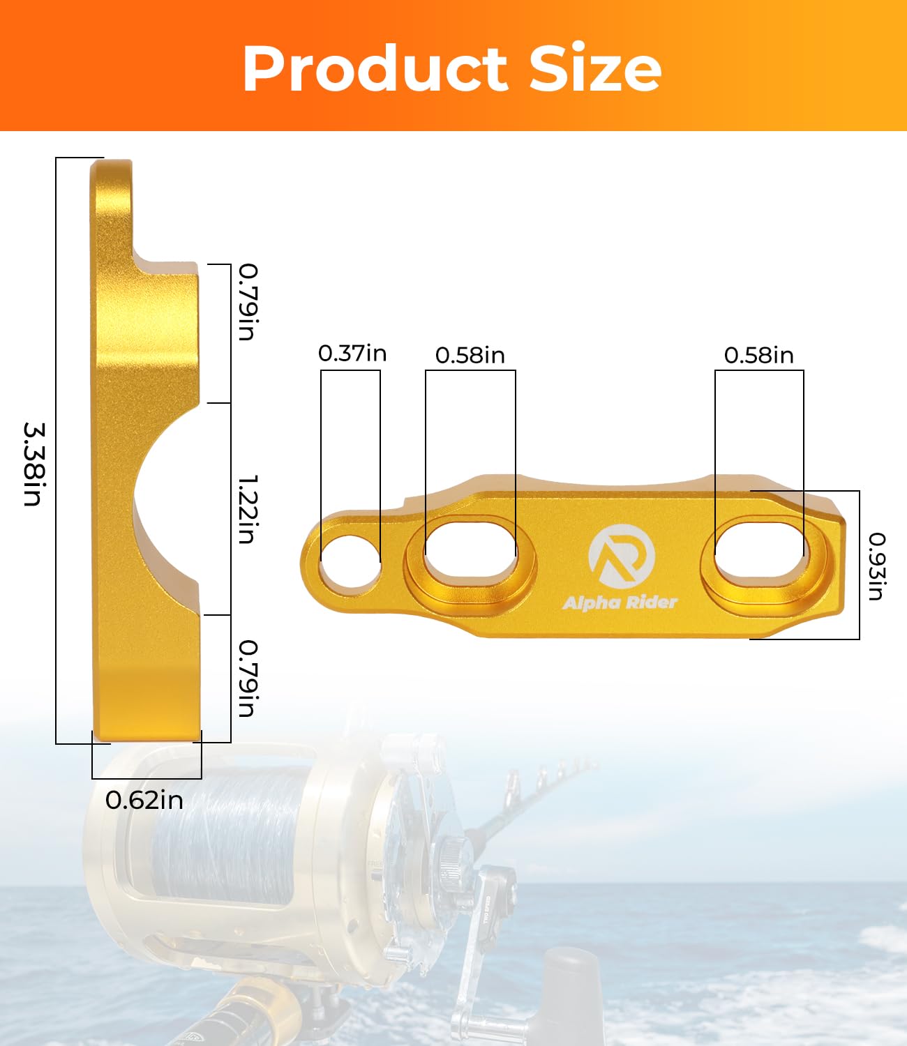Fishing Reel Rod Clamp Fishing Reels Parts for Penn 20 30 50 70 International V VI Series Reel Rod Clamp Mount Anodized Aluminum Alloy Gold (NO Screws)