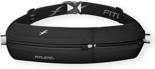 Fitletic Bolt Double Pocket Running Belt & Active Fanny Pack For Men & Women – Water Resistant, Lightweight Sleek Design – Patented No Bounce Hip Hugging Fit – Holds Any Phone