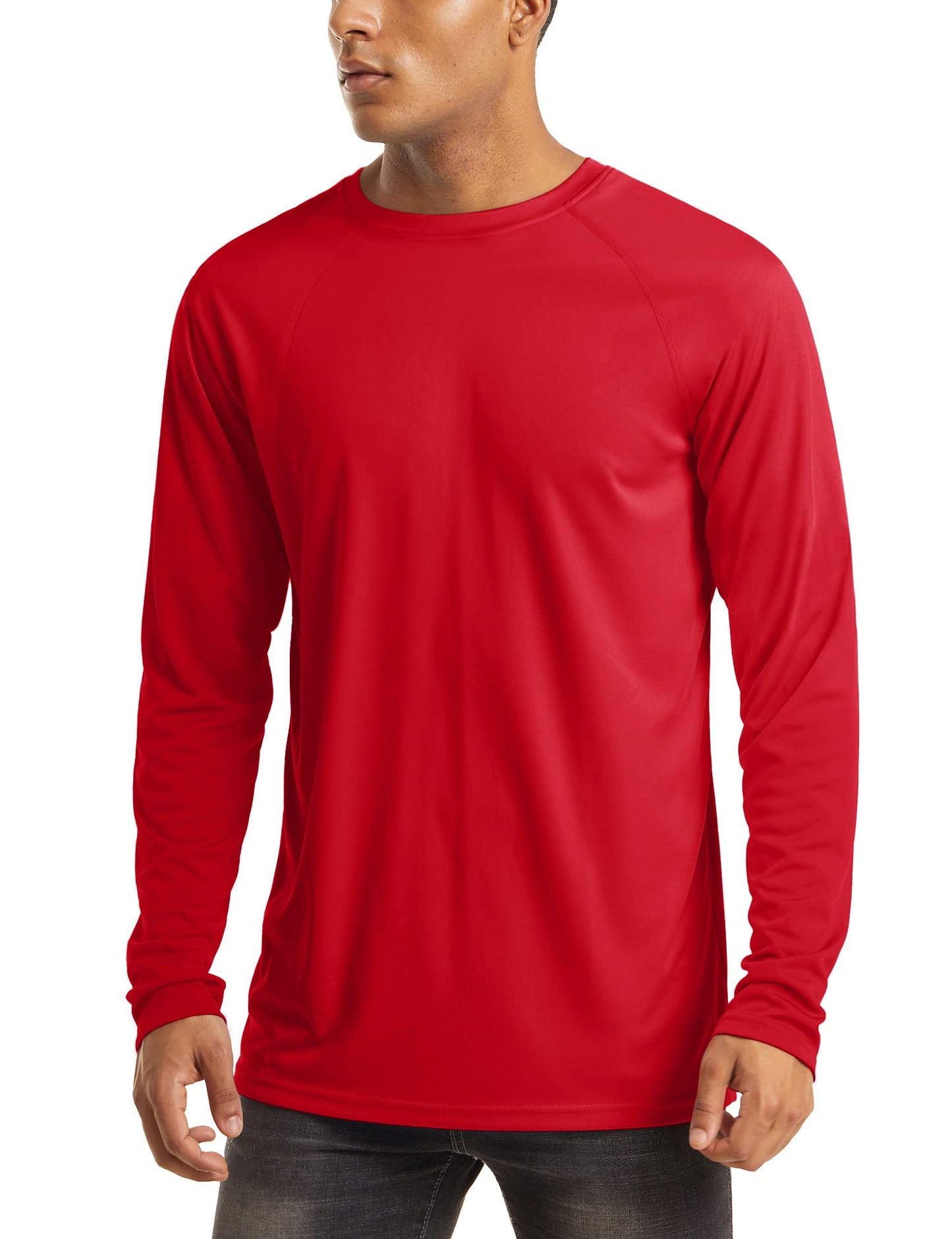 MAGCOMSEN Rash Guard Shirts Sun Protection Long Sleeve Shirt for Men Quick Dry UV UPF50 SPF Athletic Swim teeTomato, 3XL