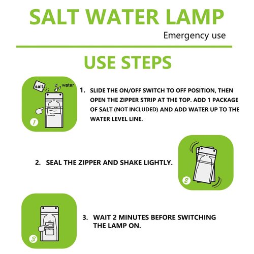 LED Camping Lantern, Portable LED Lanterns Salt Water Powered Emergency Light, Waterproof Camping Essentials Survival Gear for Power Outages, Hiking, Fishing & Hurricane (A Lanyard Included)