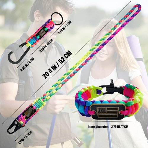 DIHAIMI Heavy Duty Paracord Set - Lanyard Necklace, Carabiner Keychain, and Tactical Survival Bracelet