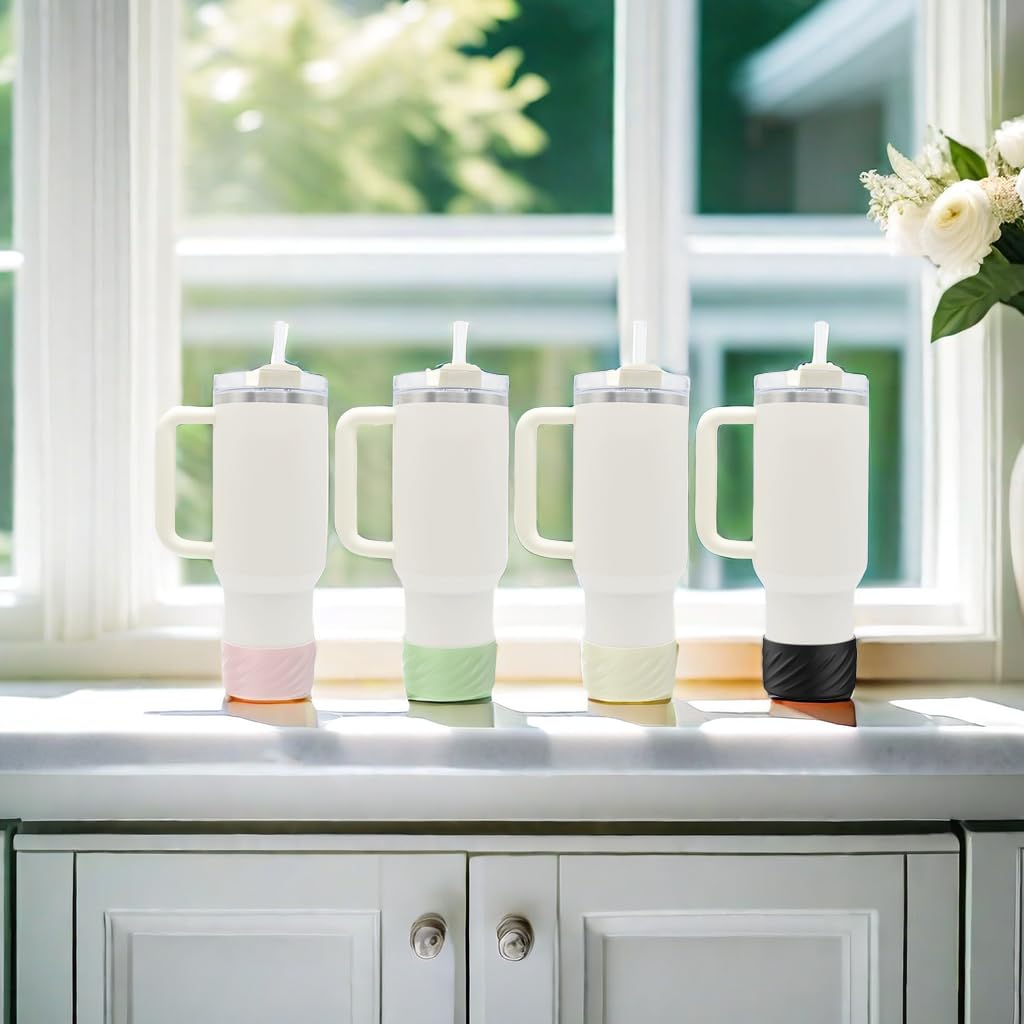 GDwhale 2 Pack Silicone Boot for Stanley 40oz & 30oz,IceFlow 20oz & 30oz,and Hydroflask 12-24 oz - Anti-Slip/Scratch/Noise,Protector Sleeve Cover Boot for Stanley Cup Accessories - BPA Free (Pink)