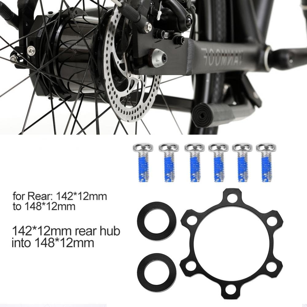 Alloy Bike Hub Adapter Conversion Front 100 * 15 to 110 * 15 - Rear 142 * 12 to 148 * 12 Freewheel Threaded Hubs Adaptor Disc Brake Rotor Bolts