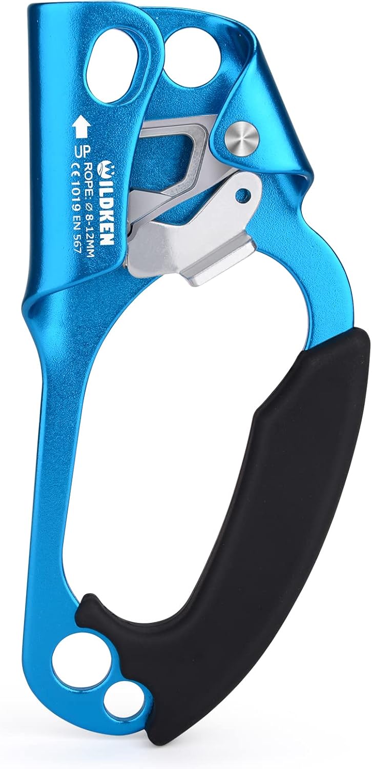 WILDKEN Climbing Hand Ascender Outdoor Mountaineering Tree Arborist Climbing Rappelling Equip Hand Ascender for 8-14MM Rope Left Right Hand Ascender