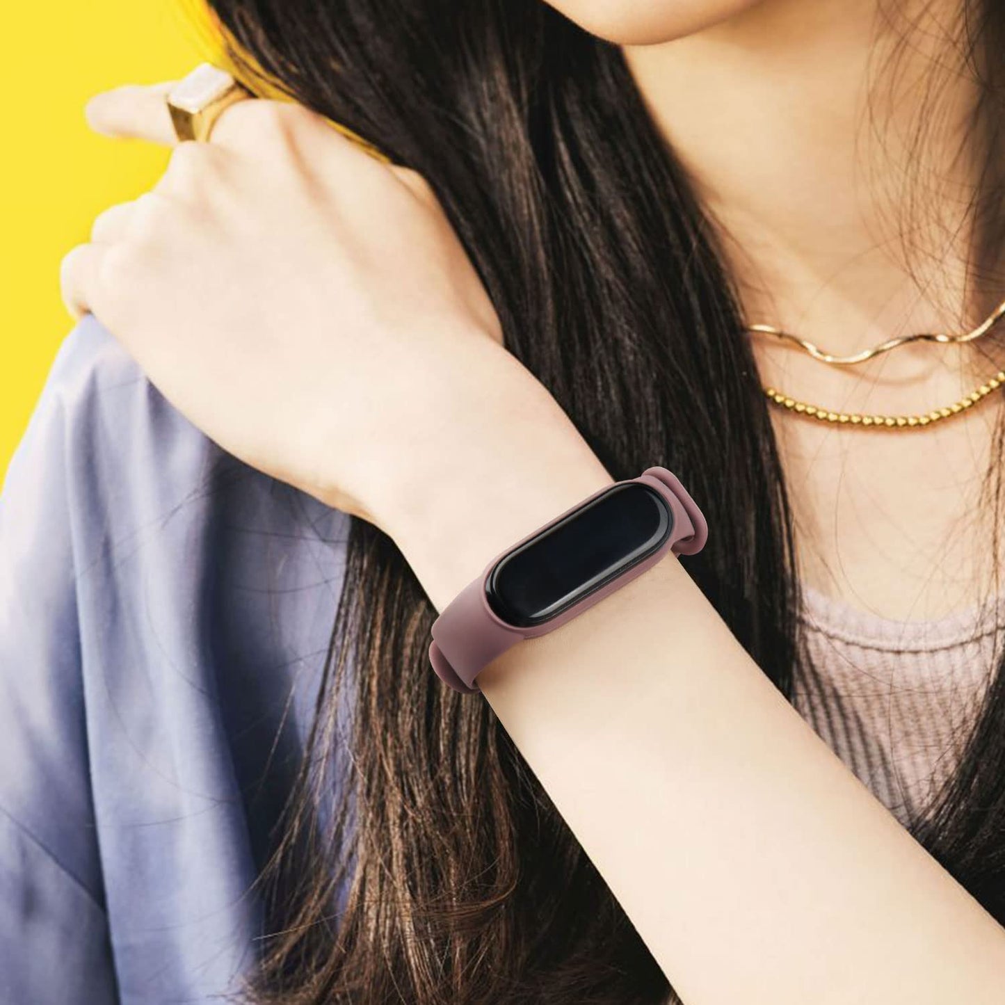 3 Pack Sport Bands for Mi Band 5 Bands & Mi Band 6 Bands, Soft Silicone Replacement Straps for Xiaomi Mi Band 5 & 6 Fitness Tracker (Smoke Violet+Starlight+Light Purple)