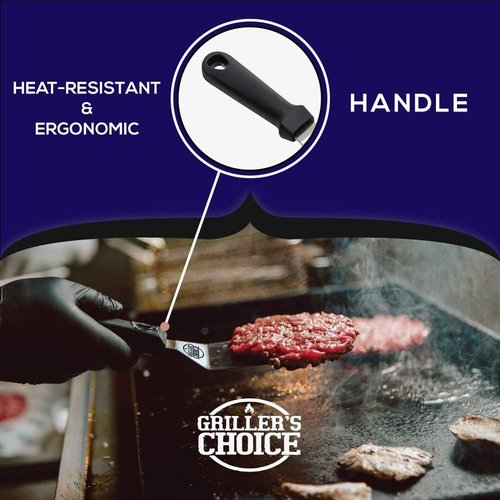 Griller's Choice Stainless Steel Griddle Spatula Set- Durable, Commercial Quality, Dishwasher Safe- Ideal for Hibachi, Griddle Grills, Camping & Entertaining on Blackstone and Griller's Choice Griddle