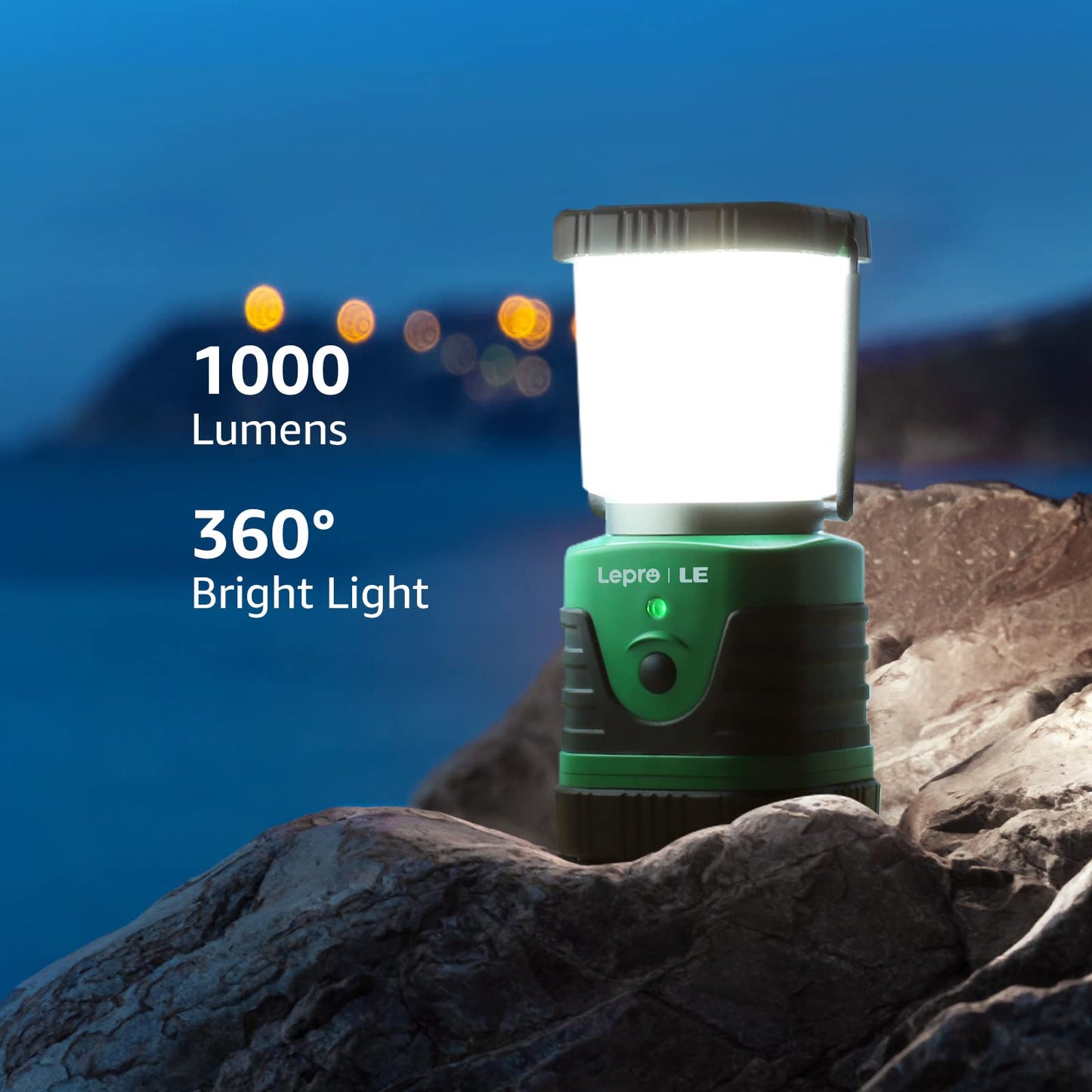 LE Bundle - 2 Items: 1000LM LED Camping Lantern Rechargeable, 4400mAh Power Bank & LED Rechargeable Camping Lantern, 7 White & RGB Light Modes, 2 Packs