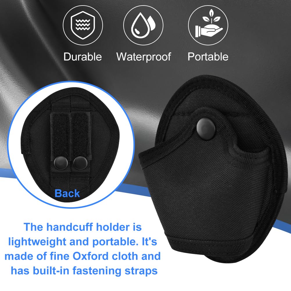 2 Pcs Handcuff Case, Handcuff Holster, Open Top Oxford Cloth Cuff Pouch for Duty Belt Police Law Enforcement Security Officer Accessories Fits Standard Chain or Hinge Handcuffs