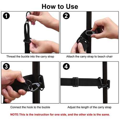 Yorkenbe 1 Pack Carry Strap for Folding Chair, Adjustable Beach Chair Backpack Straps, Carry Strap for Beach Chair, Backpacking, Picnics, Scooter, Foldable Bikes (Black, 115-195cm) (black, 1pc)