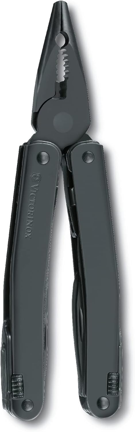 Victorinox Swiss Tool Swiss Army Knife, 24 Function Swiss Made Multi-Tool with Needle-Nose Pliers, Wire Cutters and Large Blade - Silver