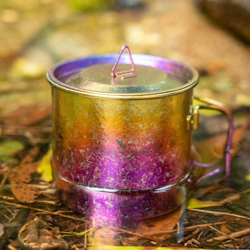 Boundless Voyage Titanium Cup 450ml/15oz Camping Cups & Mugs with Lid Ultralight Drinking Cup for Outdoor, Hinking, Garden Ti3055D (Multicolor)