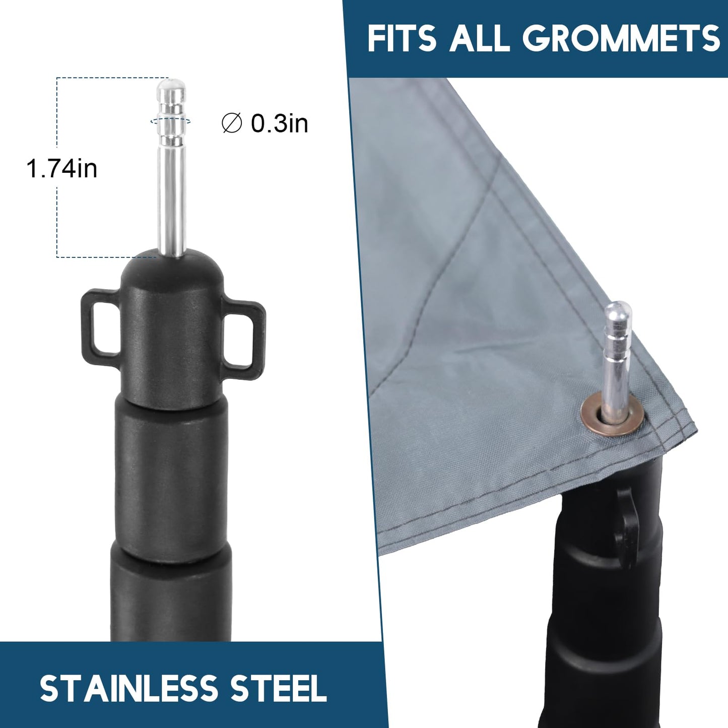 GEEWAY 2 Pcs 120 Inch Tarp Poles for Camping, Heavy Duty Telescoping Tent Pole, Aluminum Adjustable Tent Poles for Outdoor Activity, Wilderness Adventure and RV Travel (Black)