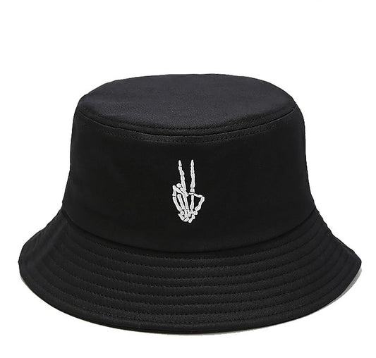 Unisex Skeleton Fingers Black Bucket Hat Beach Sun Hat Washed Cotton Fisherman Cap for Women Men