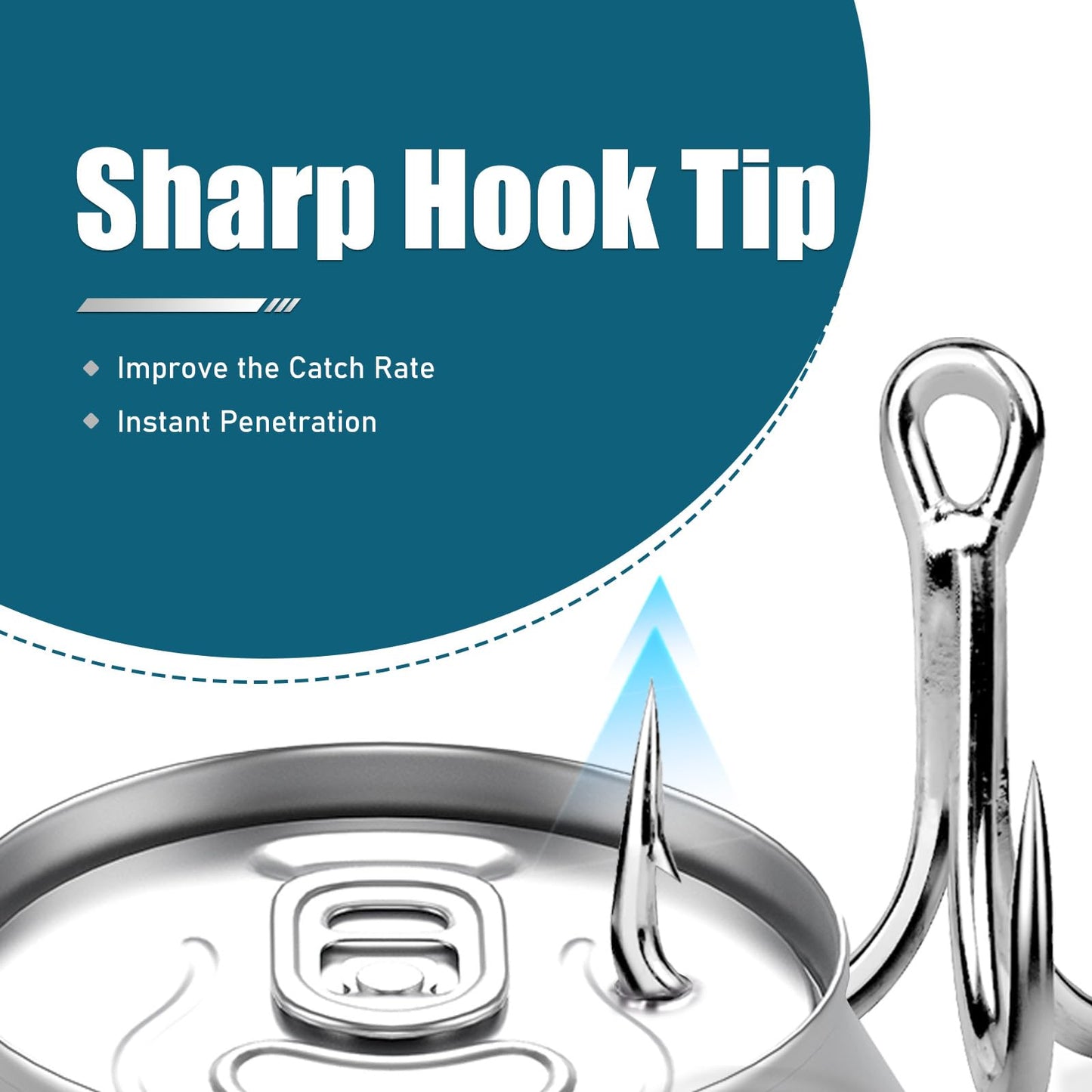 9KM DWLIFE Fishing Treble Hooks 4X High Carbon Steel Triple Hooks Fishing Treble Hooks for Salmon Trout Bluefish Catfish Hooks 10 Pcs Size 16#