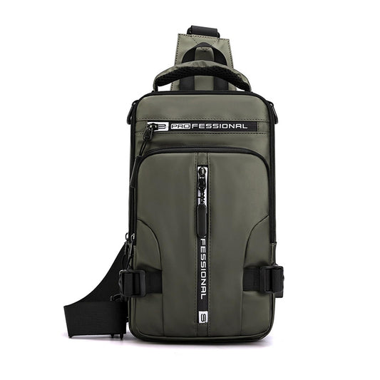 FANDARE Men Sling Crossbody Backpack Crossbody bag for Men One Strap Motorcycle Chest Bag Cover Pack for Hiking Cycling Travel Outdoor Sport Small Casual Backpack with USB Charger Port Nylon Green