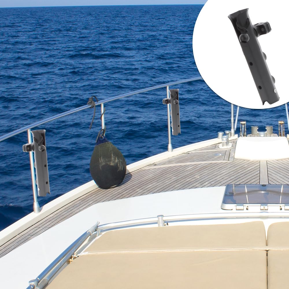 Adjustable Fishing Rod Holder, Pole inserter for Boat Yacht Kayak Fishing, Spinning Plastic, Black