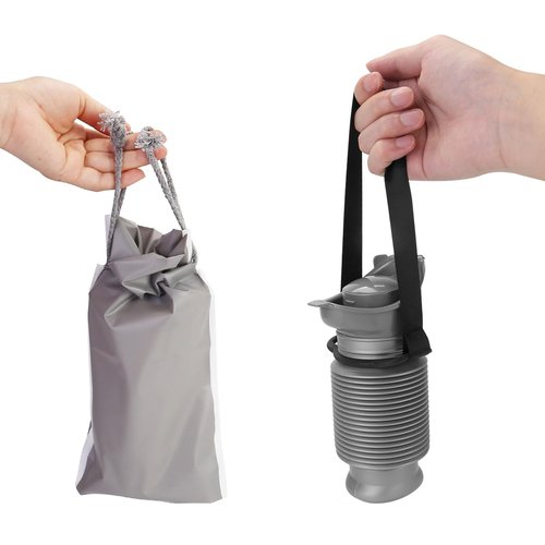 Portable Urinal for Men Women, Spill Proof Travel Emergency Urinal Bottle, Leak-Proof Collapsible Urinals, Personal Car Pee Bottle for Camping, Road Trips, Drivers, Seniors, Kids (‎Black Grey Handle)