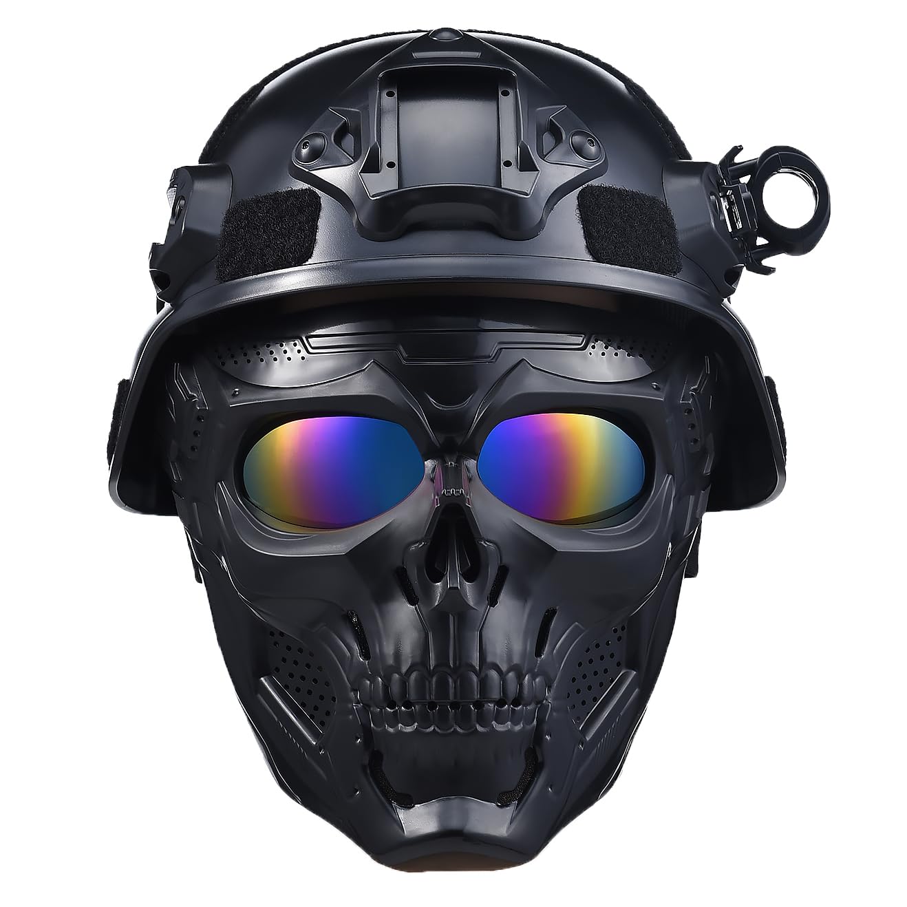Airsoft Helmet and Mask, Tactical Skull Mask, Full Face Airsoft,Military Paintball Helmet with NVG Mount and Side Rail, Adjustable Strap - Complete Tactical Gear
