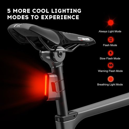 Spolite Compact Design Bike Lights Set, Front and Back Lights, IP64 Waterproof, 6 Modes Cycling Light, USB Rechargeable Tail Light