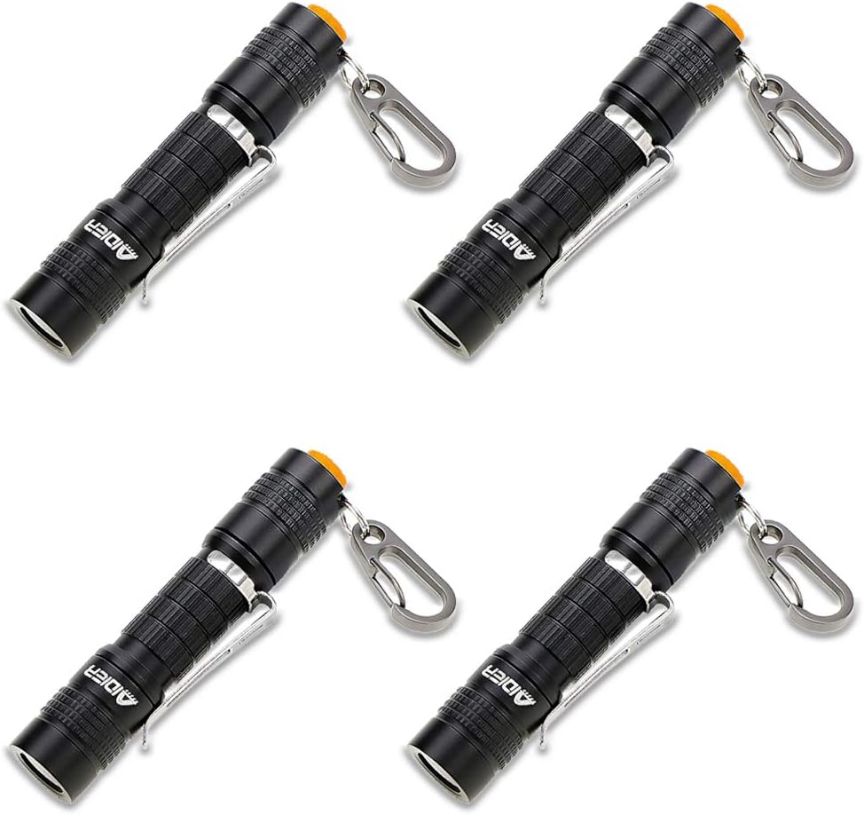 Ultra Bright Compact EDC Keychain LED Flashlight 180lm Pocket Flashlight with Battery IPX7 Waterproof Tail Switch Flashlights for Camping, Hiking, Outdoor Activity and Emergency Lighting