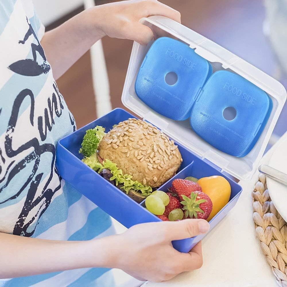 Slim Cooler Ice Packs for Lunch Box, Work, School, Picnic, Fishing - Long Lasting, Quick Freeze, Blue