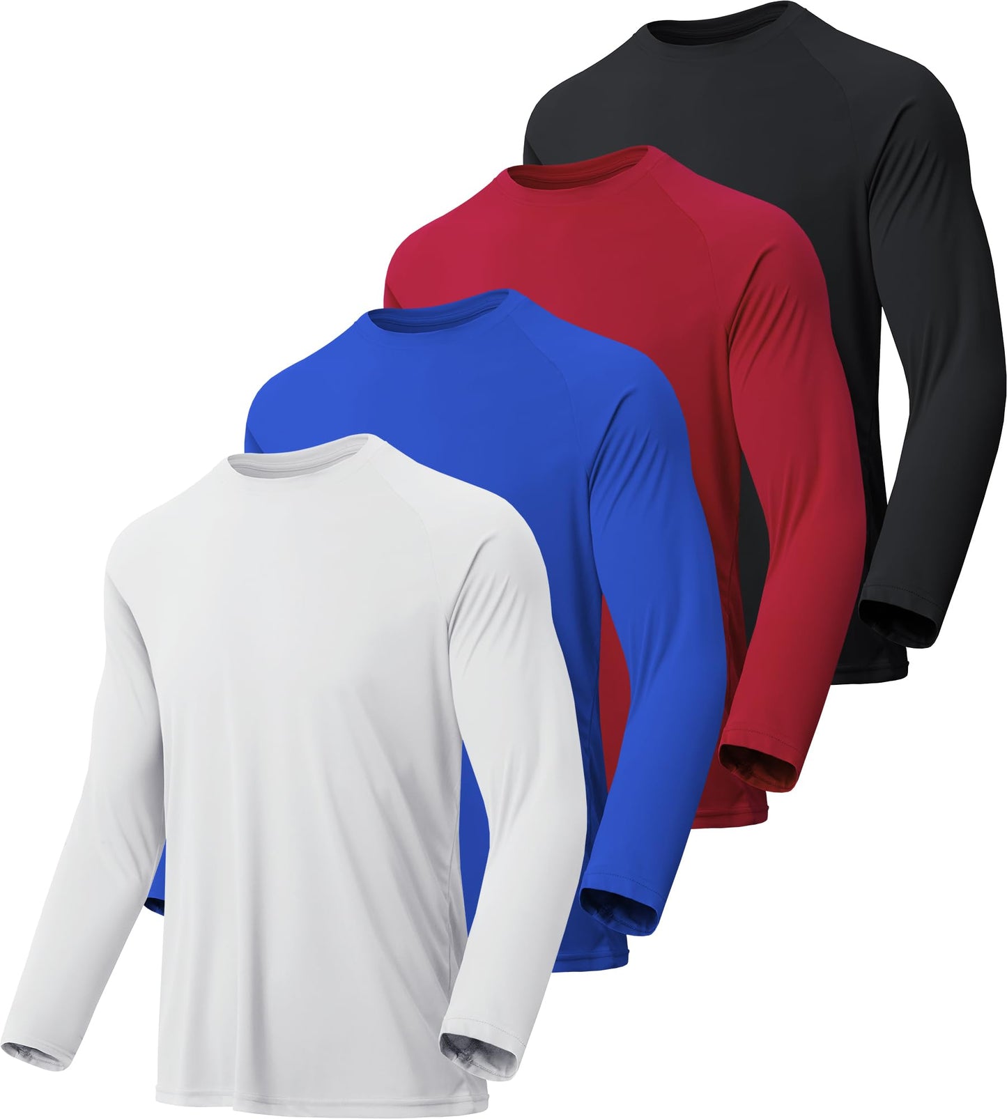 MLYENX 4 Pack Long Sleeve Shirts for Men UPF 50+ UV Sun Protection Quick Dry Moisture Wicking Workout Tee Shirts 3XL
