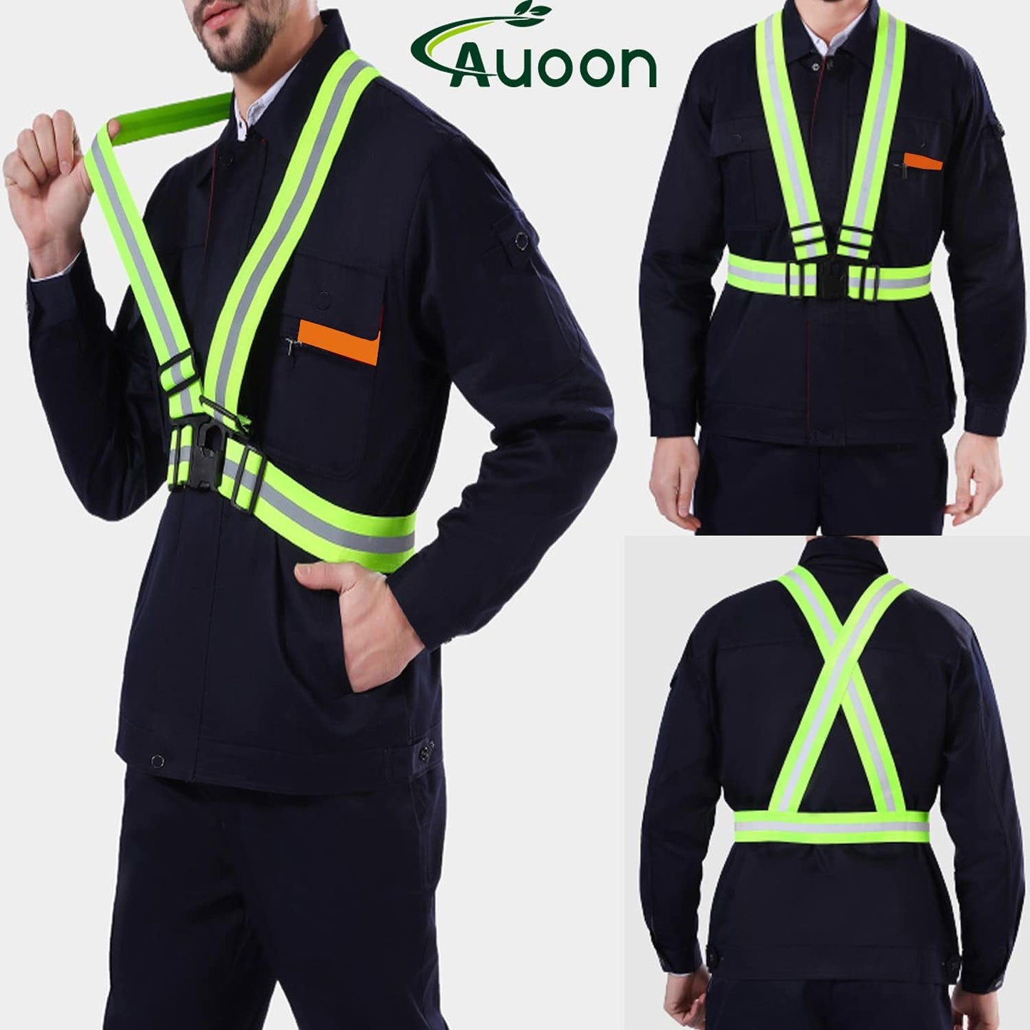 AUOON Reflective Running Vest,Reflective Vest Adjustable for Run,Cycle,Walk, Outdoor,Breathable Waterproof Lightweight