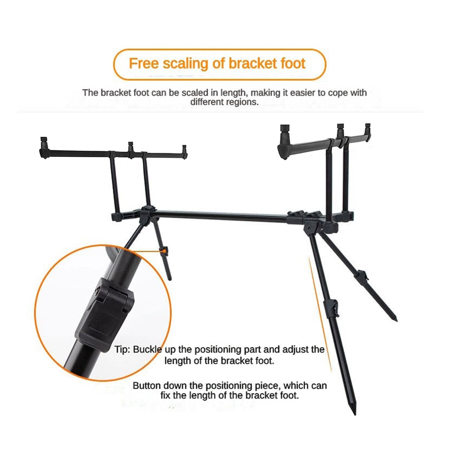 Tiandirenhe Adjustable Retractable Carp Fishing Rod Stand Holder, Fishing Rod Pod Carp Stand with 3 Bite Alarms 3 PCS Bait Swinger Tackle Set Accessories