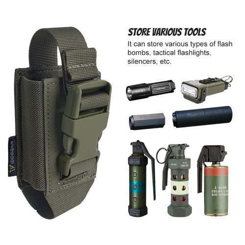 IDOGEAR Tactical Flashlight Holder Molle flashbang Pouch Magazine Pouch Multi-Purpose Tool Pouch for Vest Heavy Duty Belt Backpack (Ranger Green)