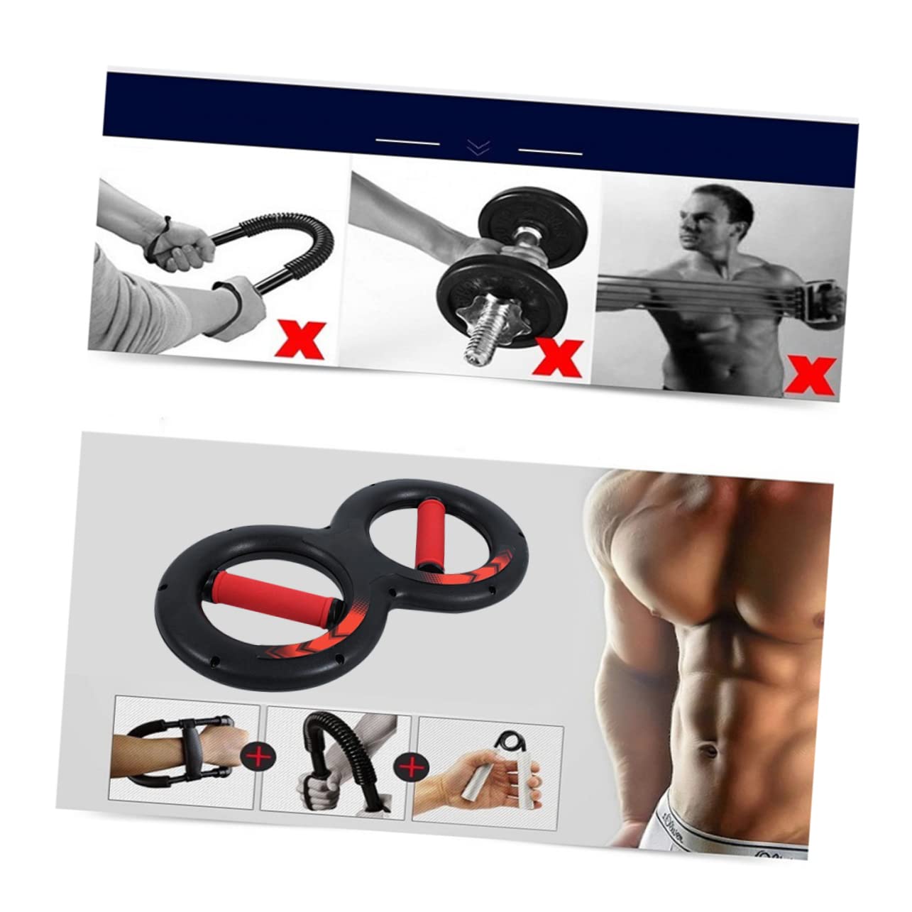 Kisangel Figure 8 chest expander hand exerciser Arm Strength Trainer arm rod exercise power bar power workout barbell devices wrist roller hand grippers for exercising grabbing enhancer fitness