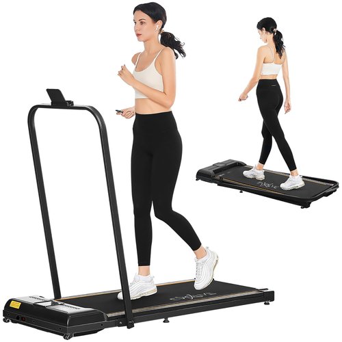 Walking Pad Treadmill with Foldable Handle Bar - Under Desk Treadmill for Home & Office | Remote Control, Bluetooth Speaker, LED Display | 265 lb Capacity